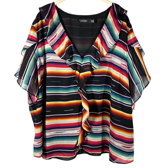 Lauren Ralph Lauren Tops - Lauren Ralph Lauren Crinkle Georgette Blouse Top Women's 3X Southwest Shirt